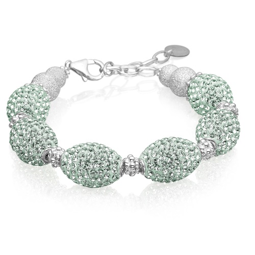 Armbånd - Priesme armbånd i 925 Sterling sølv med mint farvede Swarovski krystaller