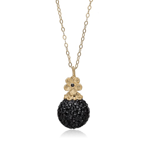 Priesme Black Swan halskæde i 925 forgyldt Sterling sølv med Swarovski krystaller og blomst