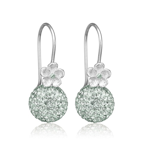 Øreringe fra Priesme i 925 Sterling sølv med mint farvede Swarovski krystaller