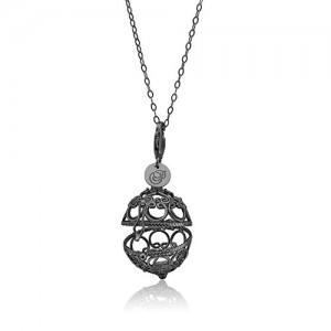 Priesme Change your Style vedhæng i sort rhodineret 925 Sterling sølv med plads til stor fantastisk kugle med Swarovski krystaller i de farver de ønsker