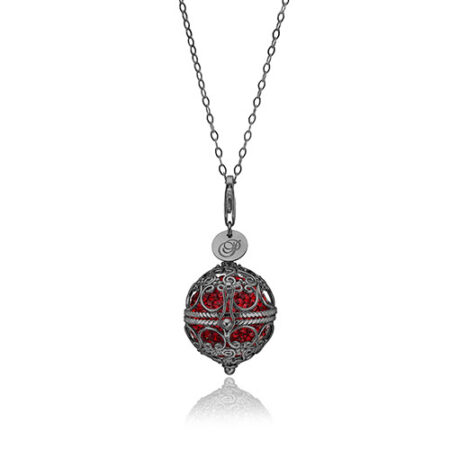 Priesme Change Your Style halskæde i sort rhodineret 925 Sterling sølv med røde Swarovski krystaller