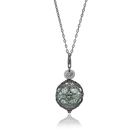Priesme Change Your Style halskæde i sort rhodineret 925 Sterling sølv med mint grønne Swarovski krystaller
