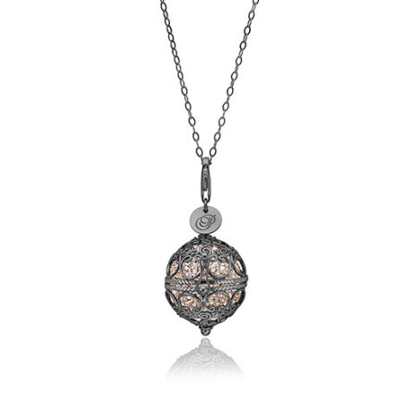 Priesme Change Your Style halskæde i sort rhodineret 925 Sterling sølv med pudder farvede Swarovski krystaller