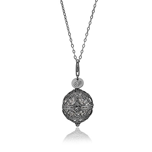 Priesme Change Your Style halskæde i sort rhodineret 925 Sterling sølv med grå Swarovski krystaller