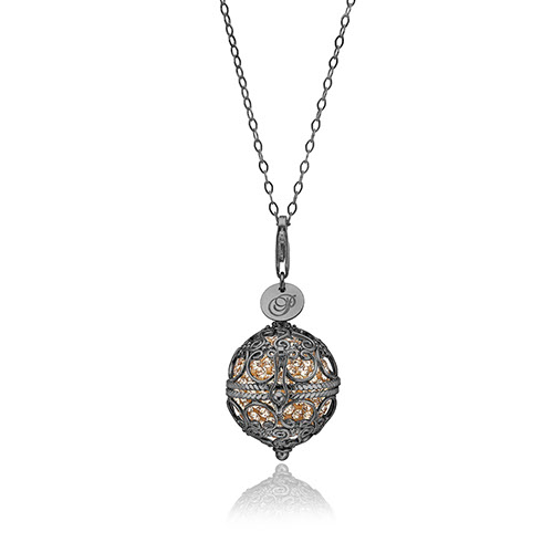 Priesme Change Your Style halskæde i sort rhodineret 925 Sterling sølv med guld farvede Swarovski krystaller