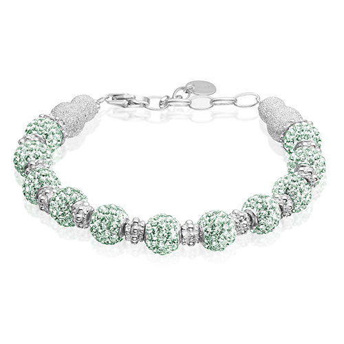 Sølv armbånd med mint grønne Swarovski krystaller