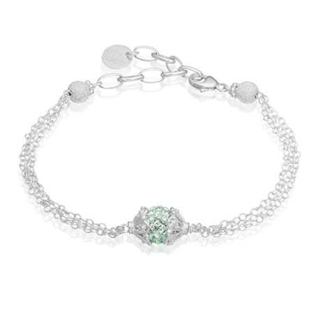 Sølv armbånd med mint grønne Swarovski krystaller