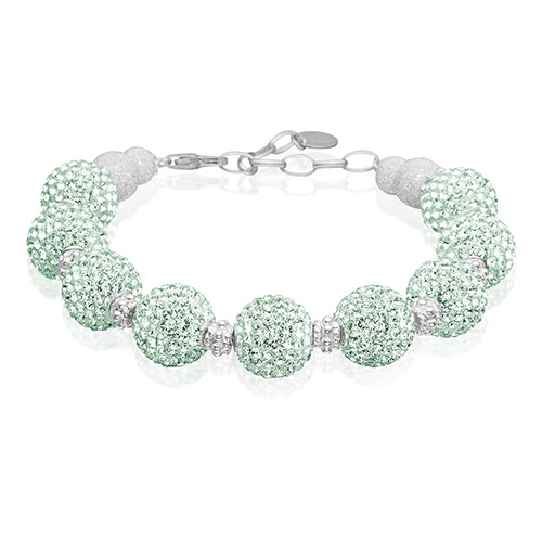 Sterling sølv armbånd med mint grønne Swarovski krystaller