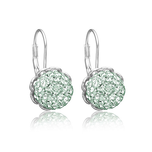 Sølv øreringe med mint grønne Swarovski krystaller