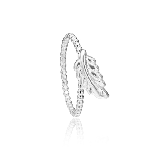 Priesme sølv ring med elegant blad