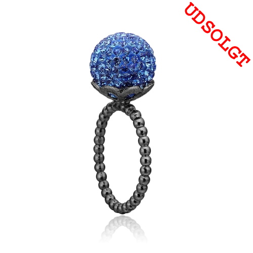 Sort sølv ring med blå sten
