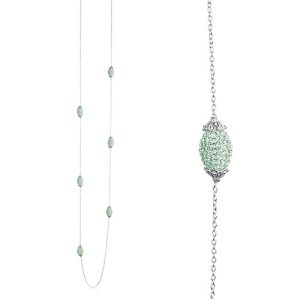 Priesme Swarovski smykke med mintgrønne krystaller